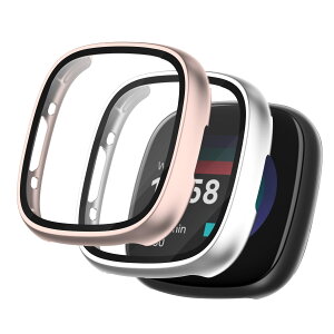 Seltureone �y2�Z�b�g�z Fitbit versa4 / Fitbit sense2�p �ی�P�[�X �[�d�Ή� PC�t���[��+�����K���X�t�B���� ��̉� �������� �E���ȒP �ϏՌ� ���h�~ �c������ �ϐF�h�~ �����ߗ��i���[�Y�S�[���h+