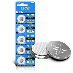 LiCB 5�� CR1220 �R�C���` ���`�E���d�r 3V 1220 ����[���V���[�Y �{�^���d�r