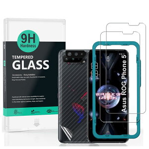 Ibywind �K���X�t�B���� Asus Rog phone 5/5 Pro/5 Ultimate �p ���� �K���X �ی� �t�B���� 2���Z�b�g �J���������Y�v���e �N�^�[�t��(�u���b�N) �w�ʕی�t�B�����t�� �ȒP�����L�b�g�t��