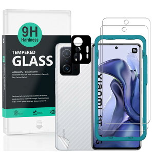 Ibywind �K���X�t�B���� Xiaomi 11T 5G/11T Pro 5G �p���� �K���X �ی� �t�B���� 2���Z�b�g �J���������Y�v���e �N�^�[�t��(�����ޗ�) �w�ʕی�t�B�����t�� �ȒP�����L�b�g�t��