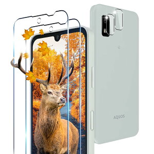 【2+2枚セット 指紋認証対応】 用 AQUOS Wish3 / AQUOS Wish2 / AQUOS Wish ガラスフィルム 2枚 AQUOS wish 3 SH-53D A302SH / AQUOS Wish2 SH-51C A204SH / AQUOS Wish SHG06 A104SH SH-M20 フィルム + 2枚 カメラ保護フィルムセッ 【
