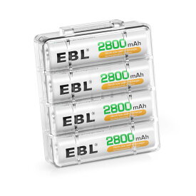 EBL 単3充電池 充電式 ニッケル水素充電池 4本入り 大容量単三電池 2800mAhで長持ち リサイクル使用可能 単三充電池 AA充電池4本パック おもちゃ、LED懐中電灯、ラジオ、カレンダーに適用 単三電池
