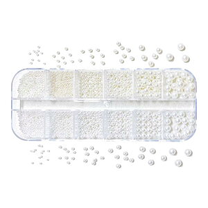 YFFSFDC ネイルパーツ パール 3D 立体 ラインストーン ネイル ストーン ネイルアートパーツ 大容量セット 丸形 DIYネイル 手芸パーツ ネイルを飾て(ベージュ+ピュアホワイト・パール)