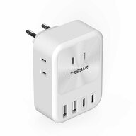 海外 変換プラグ cタイプ TESSN 1台7役 2USB-C付き 韓国 コンセント 変換プラグ タイ 及びドイツ イタリ…