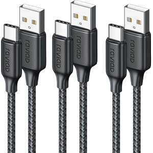 RAVIAD USB Type C P[uy2m/3{Zbgz^Cvc P[u 3A }[d QuickCharge3.0Ή USB2.0Ki USB-A to USB-C P[u ϋviC҂ iPhone 16/15ProMAX,iPad Pro,SamsungGalaxyS24/S23/S22/S21/S20,Sony,Xiaomi,H