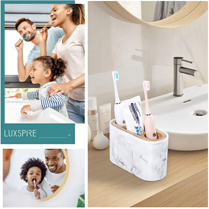 楽天市場 歯ブラシスタンド 歯ブラシ立て Luxspire 歯ブラシホルダー 2本収納 置き型 電動歯ブラシ収納 歯ブラシ置き 歯磨き収納 樹脂 竹 水切り 防ダニ 多機能 メイクブラシ カミソリ入れ 洗面所 浴室 キッチン 洗面台用 ホーム飾り Thtech