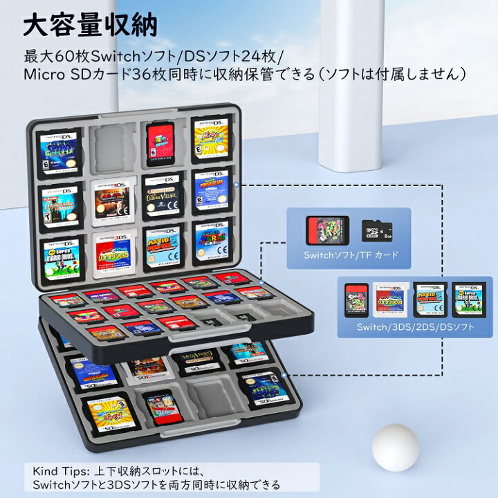楽天市場】Switch ソフトケース Switchソフト60枚/3DSソフト24枚 