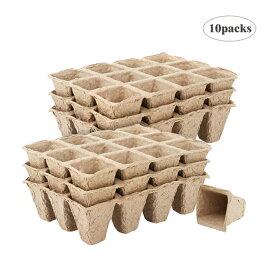 育苗ボックス 育苗ポット セルボックス 12穴 育苗 分解性 種まき 植物栽培 野菜栽培 園芸用品 庭 ガーデンニング 家庭菜園 10点セット大きな育苗トレー 環境にやさしい 長期使用可 育苗に役立つ 広い適用範囲 優れた排水性 浸透性