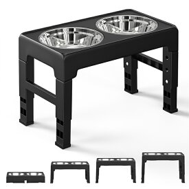 ペットボウル フードボウル 台 お皿 中型 大型犬 ペット用品 食器 フードスタンド付き 高度調節4段 ステンレス製 ペット皿 滑り止め 給餌 給水容器 コンパクト ボウル 取り外し可能 ボウル2個 給餌 水やり 折り畳み 洗いやすい