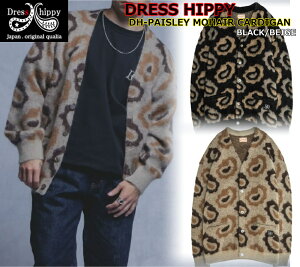 DRESS HIPPY DH PAISLEY MOHAIR CARDIGAN BEIGE BLACK �h���X�q�b�s�[ �y�C�Y���[ �O�����W �j�b�g �J�[�f�B�K�� ���w�A�j�b�g ���B���e�[�W �N���V�J�� ���[�f�B�[ �r���e�[�W �J�W���A�� �A���J�W