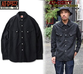 ☆当店限定5％OFFクーポン+ポイント2倍☆AT-DIRTY RODEO L/S SHIRT BLACK アットダーティー 長袖シャツ ウエスタンシャツ ワークシャツ デニム ビンテージ クラッシック カジュアル ファッション アメカジ バイカー