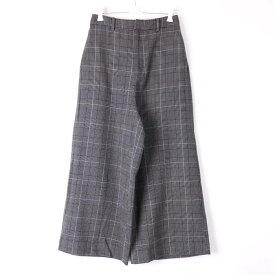 ニコアンド ロングパンツ ワイドパンツ チェック ストレッチ 千鳥格子 ボトムス レディース Mサイズ グレー niko and... 【中古】