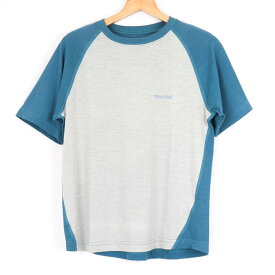 モンベル Tシャツ 半袖 WIC.ラグランT ロゴ刺繍 アウトドア トップス S相当 メンズ ブルー mont-bell 【中古】