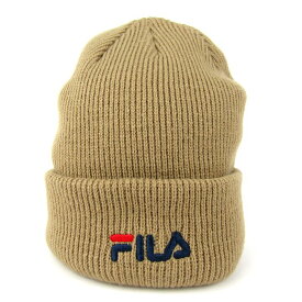 フィラ ニットキャップ ニット帽 ロゴ ブランド 帽子 メンズ 57cm~59cmサイズ ブラウン FILA 【中古】
