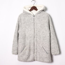 ザラ ニットコート 裏ボア ジャンパー アウター キッズ 女の子用 152cmサイズ グレー ZARA 【中古】