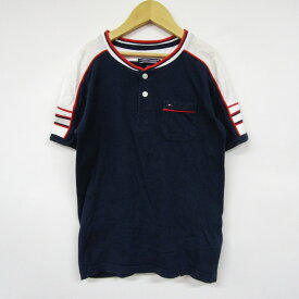 トミーヒルフィガー 半袖Tシャツ ヘンリーネック キッズ 男の子用 140サイズ ネイビー TOMMY HILFIGER 【中古】