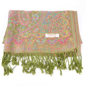 【4/20 11:00から 50%OFFクーポン】パシュミナ ストール ペイズリー柄 ブランド 小物 レディース グリーン PASHMINA 【中古】