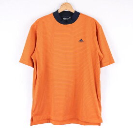 アディダス 半袖Tシャツ ボーダー柄 スポーツウエア クライマクール メンズ L/Gサイズ オレンジ adidas 【中古】