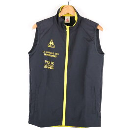 ルコックスポルティフ ジップアップベスト スポーツウエア アウター メンズ Mサイズ ダークグレー le coq sportif 【中古】