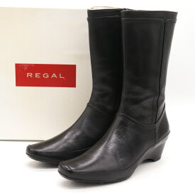 リーガル ブーツ ミドル レザー ブランド シューズ 靴 黒 レディース 23.5サイズ ブラック REGAL 【中古】