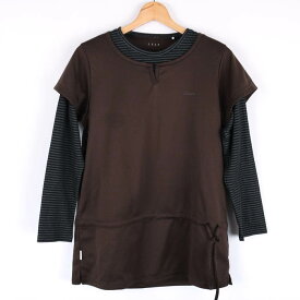 【4/20 11:00から 50%OFFクーポン】アシックス Tシャツ カットソー プルオーバー 長袖 フィットネス LEAN スポーツウエア トップス レディース Lサイズ ブラウン asics 【中古】