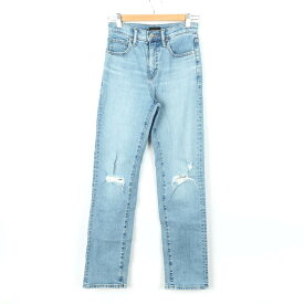 【4/20 11:00から 50%OFFクーポン】ユニクロ デニムパンツ ストレート ダメージ加工 UNIQLO JEANS ジーンズ レディース 22(56cm)サイズ ブルー UNIQLO 【中古】