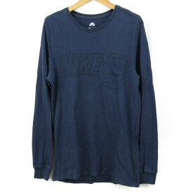 【4/20 11:00から 50%OFFクーポン】ナイキ 長袖Tシャツ ロゴT 胸ポケット スポーツウエア メンズ Mサイズ ネイビー NIKE 【中古】