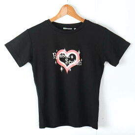 【4/20 11:00から 50%OFFクーポン】リーボック 半袖Tシャツ ロゴT ハート柄 スポーツウエア レディース Lサイズ ブラック Reebok 【中古】