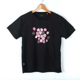 リーン 半袖Tシャツ 花柄 スポーツウエア アシックス レディース DOサイズ ブラック×ピンク LEAN 【中古】