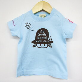 【4/20 10:59まで 39%OFFクーポン】ハッシュアッシュ 半袖Tシャツ フロントプリント 未使用品 ベビー 女の子用 90サイズ ブルー HusHusH 【中古】