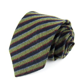 レコパン ブランドネクタイ ストライプ柄 ウール/カシミヤ/シルク メンズ カーキ Les Copains 【中古】