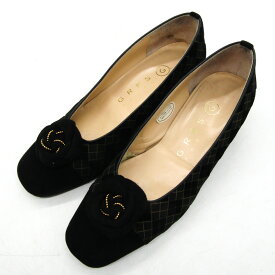 グレ パンプス スクエアトゥ スウェード ブランド 靴 シューズ 日本製 黒 レディース 22.5サイズ ブラック GRES 【中古】