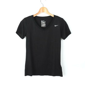 ナイキ 半袖Tシャツ ドライフィット 胸ロゴ スポーツウエア レディース Mサイズ 黒×白 NIKE 【中古】