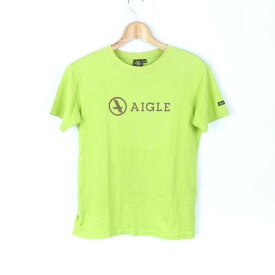 エーグル 半袖TシャツロゴTアウトドアウエア日本製 レディース XSサイズ グリーン AIGLE 【中古】
