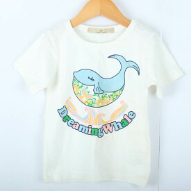 グローバルワーク 半袖Tシャツ トップス クジラ柄 コットンT キッズ 女の子用 Mサイズ ベージュ GLOBAL WORK 【中古】