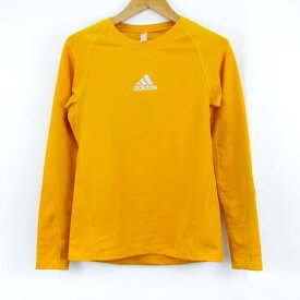 アディダス 長袖Tシャツ トップス ストレッチ ロゴT スポーツウエア キッズ 男の子用 160サイズ イエロー adidas 【中古】