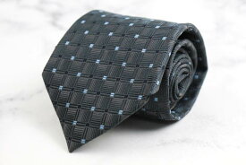 レコパン ブランド ネクタイ チェック柄 ドット スクエア柄 格子柄 シルク イタリア製 PO メンズ グレー Les Copains 【中古】