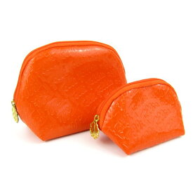 フォリフォリ ポーチ 総ロゴ 2点セット まとめて ブランド レディース オレンジ Folli Follie 【中古】