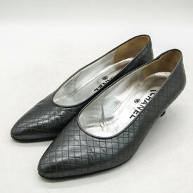 シャネル パンプス ブランド シューズ 靴 イタリア製 レディース 37.5サイズ シルバーグレー CHANEL 【中古】