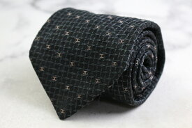 シャネル ブランド ネクタイ シルク 小紋柄 チェーン付き 高級 ココマーク 伊製生地 PO メンズ ネイビー CHANEL 【中古】