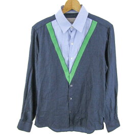 ケースリーヘイフォード 長袖シャツ トップス コットン メンズ Sサイズ 紺×水色 Casely-Hayford 【中古】