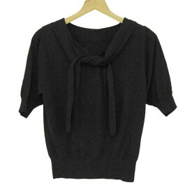 ロペピクニック ニット トップス 半袖 ボウタイ レディース 38サイズ ブラック ROPE PICNIC 【中古】