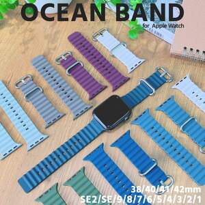 【LINE登録で10%OFF+店内P5倍】 Apple Watch アップルウォッチ apple watch バンド オーシャンバンド オーシャンベルト くすみ series 9 8 7 6 5 4 3 2 SE SE2 対応 38mm 40mm 41mm 42mm ベルト シリコン おしゃれ