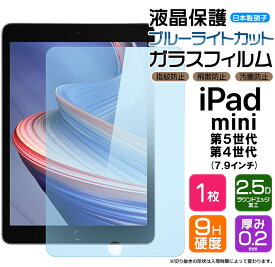 【ブルーライトカット】【AGC日本製ガラス】 apple iPad mini 5 ( 第5世代 2019 ) / iPad mini 4 ( 2015 ) 7.9インチ ガラスフィルム 強化ガラス 液晶保護 飛散防止 指紋防止 硬度9H 2.5Dラウンドエッジ加工 ipad フィルム タブレット アップル アイパッド ミニ