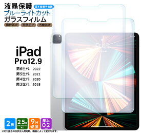 【15日はポイント10倍】 ipad pro 12.9 フィルム ブルーライトカット ガラスフィルム iPad Pro 12.9インチ フィルム ガラス 強化ガラス 硬度9H 保護フィルム ipadフィルム ブルーライトカット 第6世代 第5世 液晶保護 飛散防止 指紋防止 シート 2022 2021