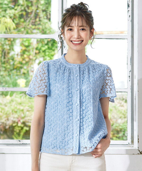 楽天市場】チュールレースブラウス レディース ブラウス レース 刺繍 