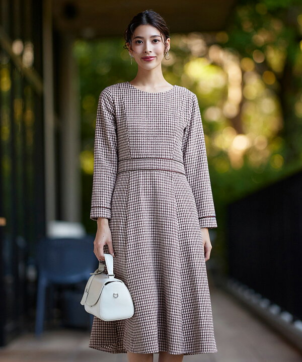 楽天市場】ツイード配色フレアワンピース レディース ファッション 服 
