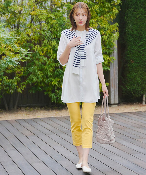 楽天市場】バンドカラーシャツチュニックブラウス レディース 