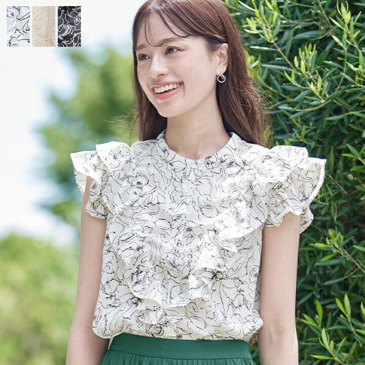 楽天市場】【新色追加】 花柄フリルシャツブラウス レディース フリル  