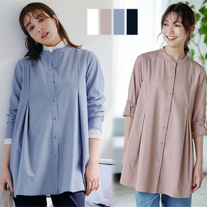 楽天市場】【TIA BASIC】 バンドカラーシャツチュニック チュニック 